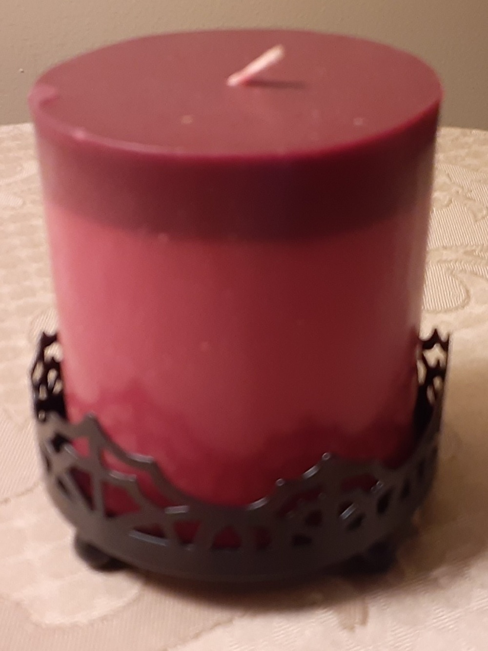Black Metal Spider Web Candle Holder with Candle